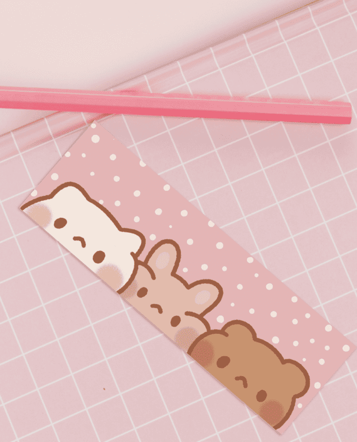 cute pink bookmark, pink stationery