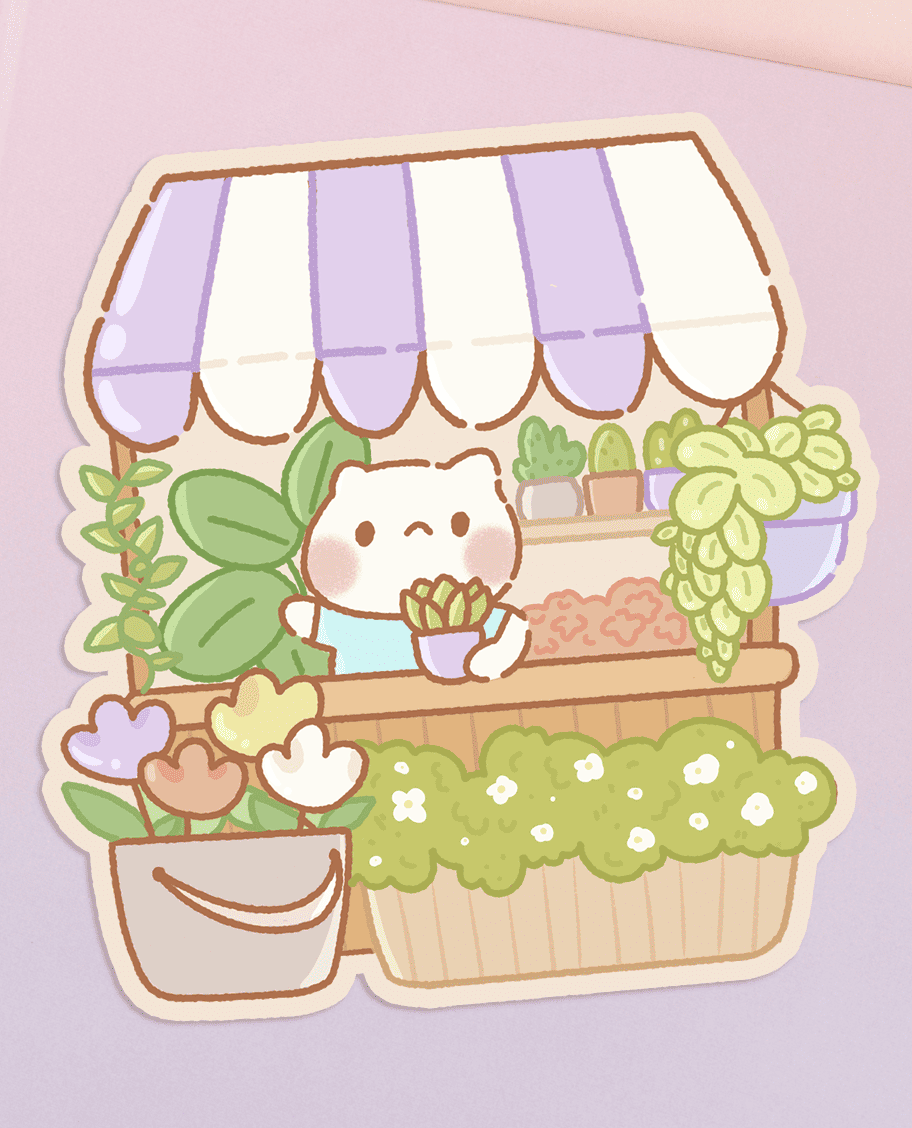 cute plant shop sticker, cute plant shop sticker