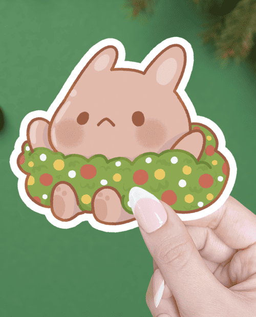 cute rabbit in wreath sticker