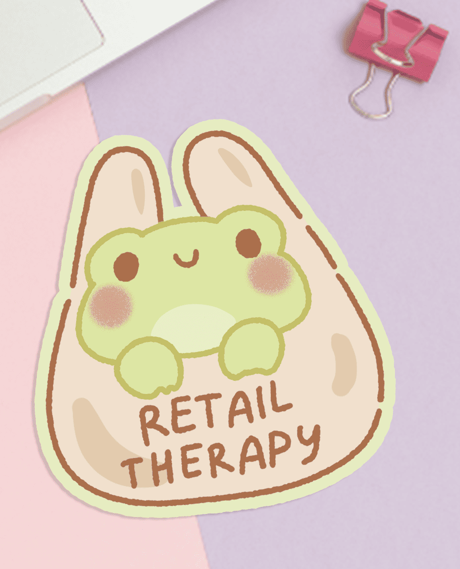 retail therapy sticker, cute shopping sticker, shopping addict sticker, cute kawaii stickers for adults