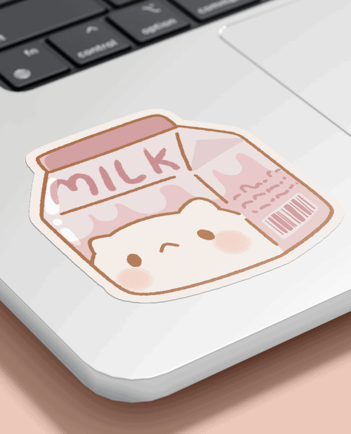 cute strawberry milk, strawberry milk, cute sticker