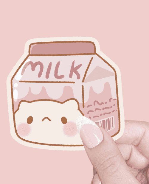strawberry milk sticker, cute milk sticker, cute milk carton sticker